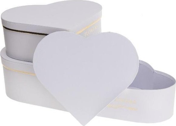 Pudełko Flower Box 3szt białe serce ROZETTE
