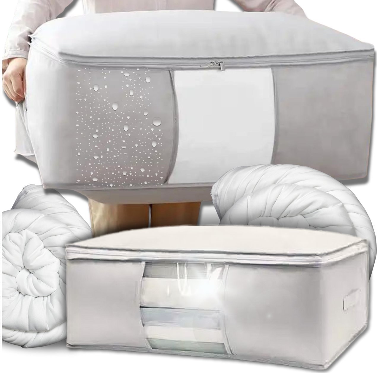 Iteams4Now Pokrowiec na pościel pod łóżko pojemnik na ubrania torba szary XL