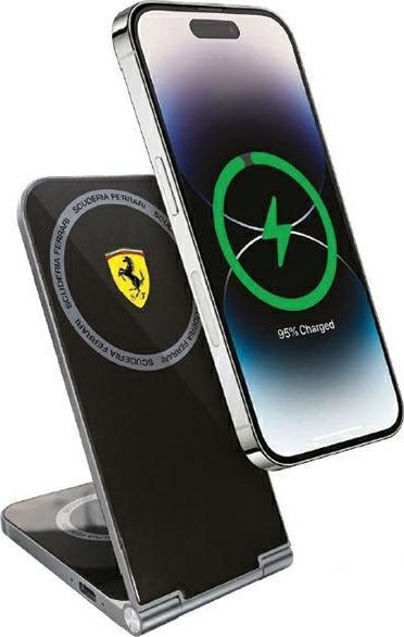 Ładowarka Triton Ferrari składana ład. indukcyjna 2w1 FECBFMALK 15W czarny/black Printed Logo MagSafe