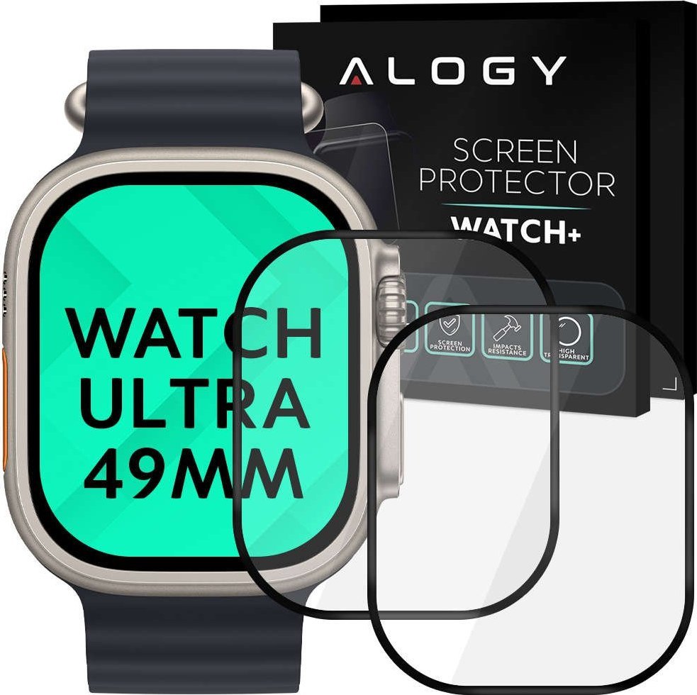 Alogy 2x Szkło na smartwatch elastyczne 3D do Apple Watch Ultra 49mm Black uniwersalny