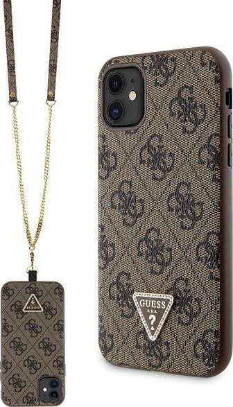 Guess Etui GUHCN61P4TDSCPW Apple iPhone 11/XR hardcase Crossbody 4G Metal Logo brązowy/brown