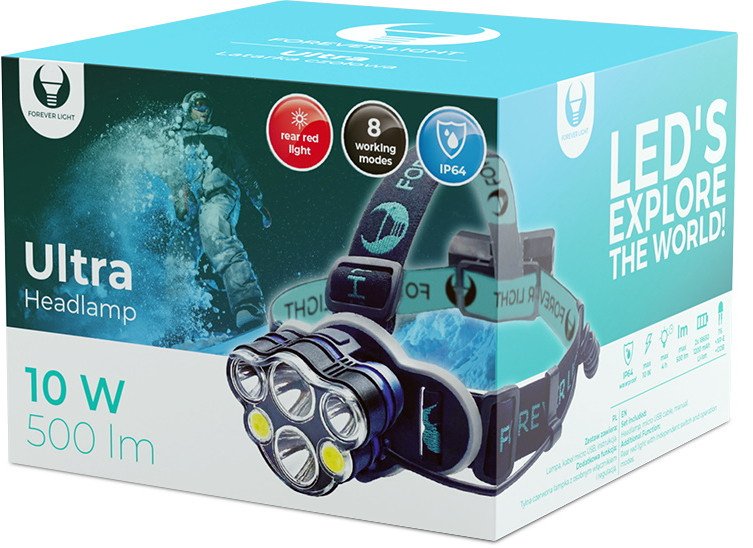 Latarka LED czołowa 10W 2xT6 10W XP-E 2x 3W 500lm