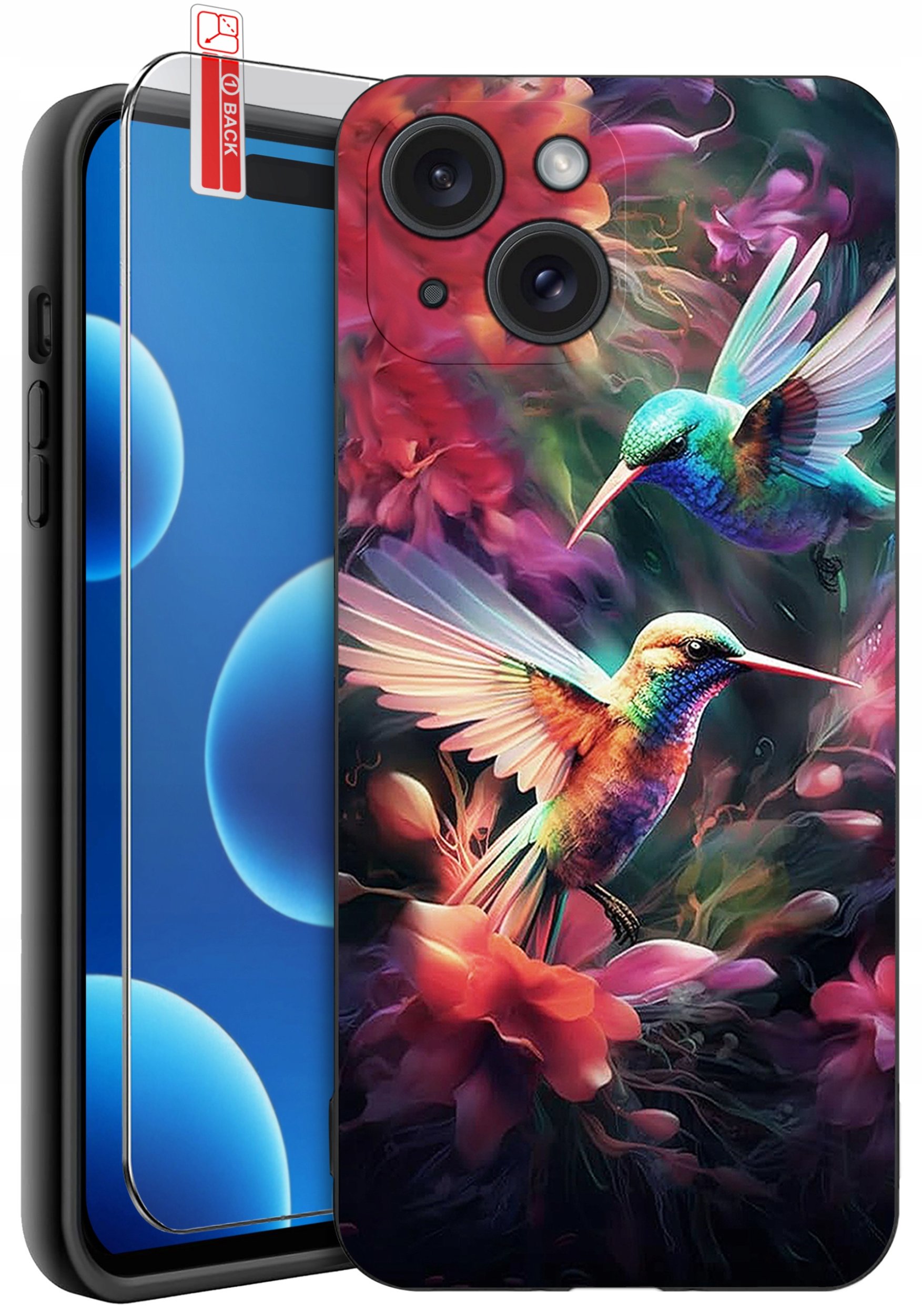 ETUI do iPhone 15 | WZORY | SILIKONOWE MATT CASE + SZKŁO 9H