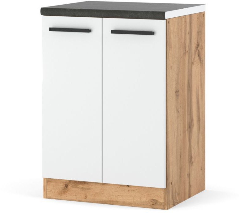 Szafka Kuchenna Stojąca Z Blatem Modułowa Blande 60cm Biała Dąb Wotan