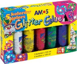 Amos KLEJ Z BROKATEM 120 ML X 5 KOLORÓW AMOS