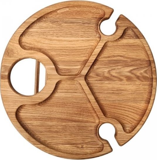 Okrągły przenośny stoliczek dębowy do wina - jasny dąb nr26