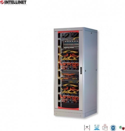 Szafa stojąca, zmontowana Intellinet 42U, 600x800, Rack 19'', szklane drzwi, szara