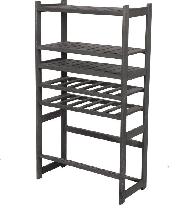 Wamar-Sosenka Regał drewniany do spiżarni LSR P3W2S1 Szary Półki proste 3 szt, Półki na wino 2 szt, Półki na skrzynki 1 szt Drewno sosnowe