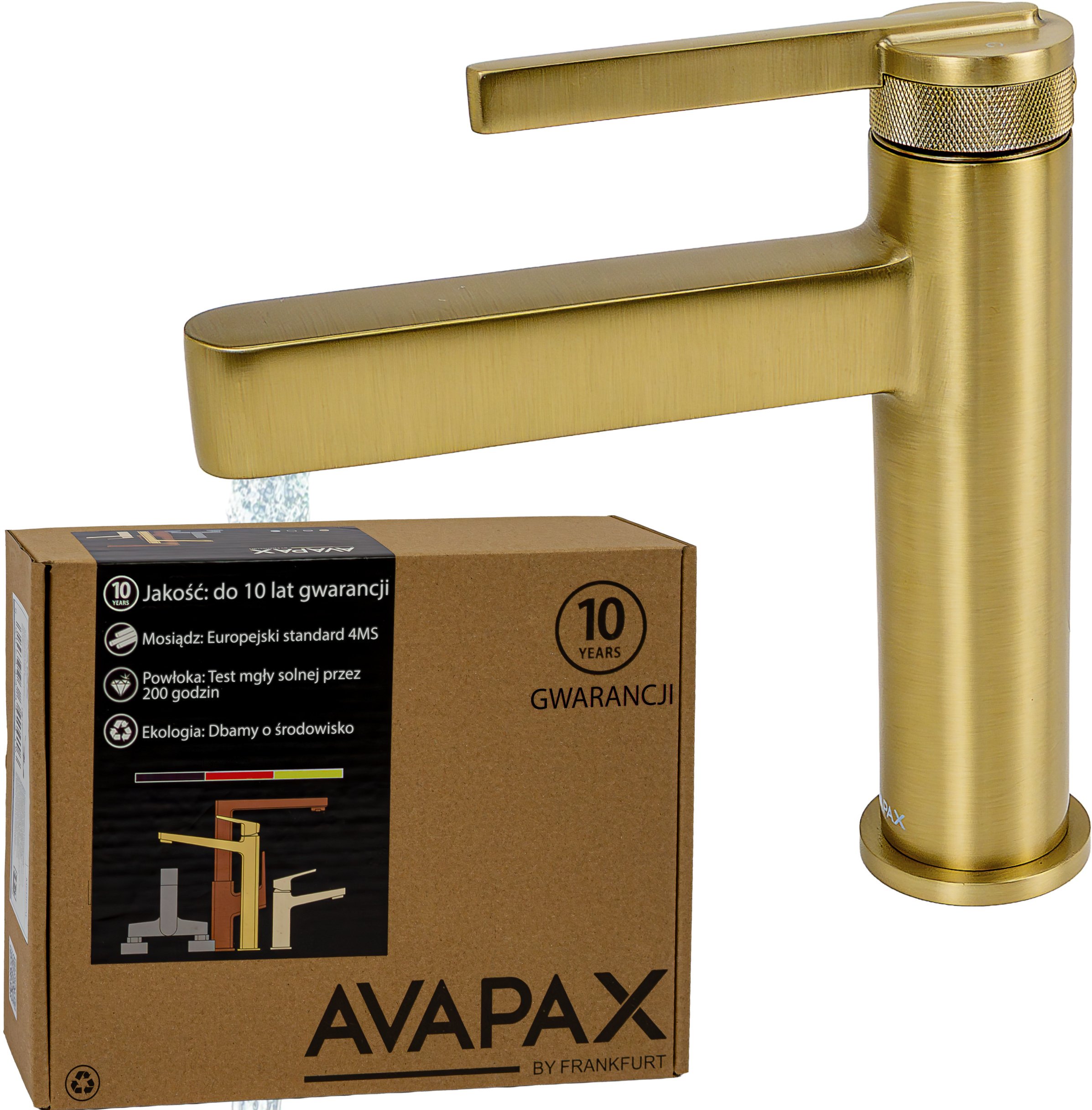 Bateria umywalkowa stojąca, Kolor: złoty