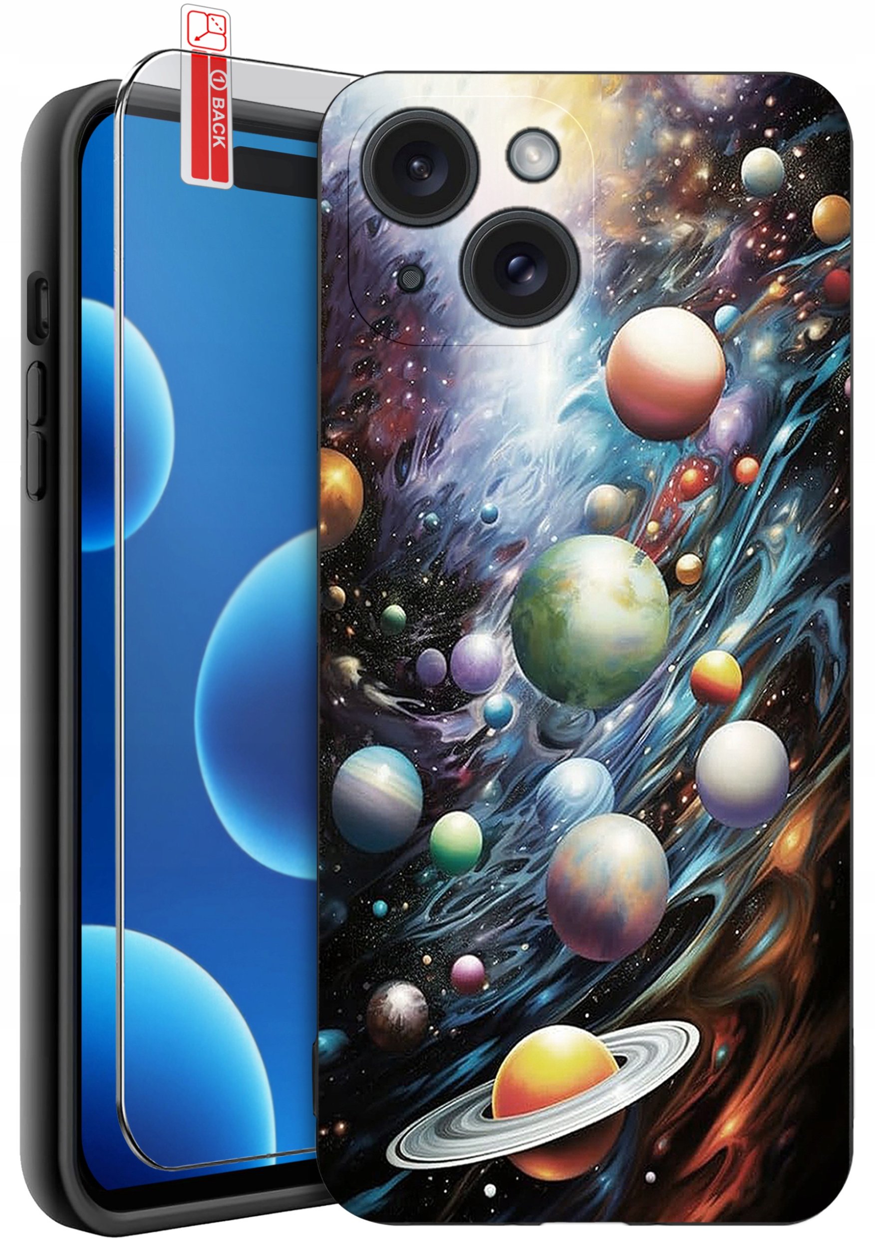 ETUI do iPhone 15 | WZORY | SILIKONOWE MATT CASE + SZKŁO 9H