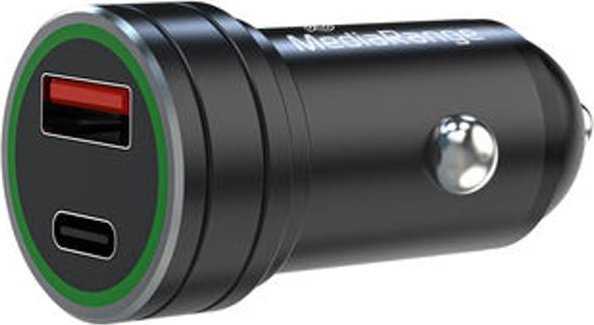 Ładowarka MediaRange MediaRange Kfz-Ladegerät 20W 1x USB-A u. 1x USB-C Alu, schw.