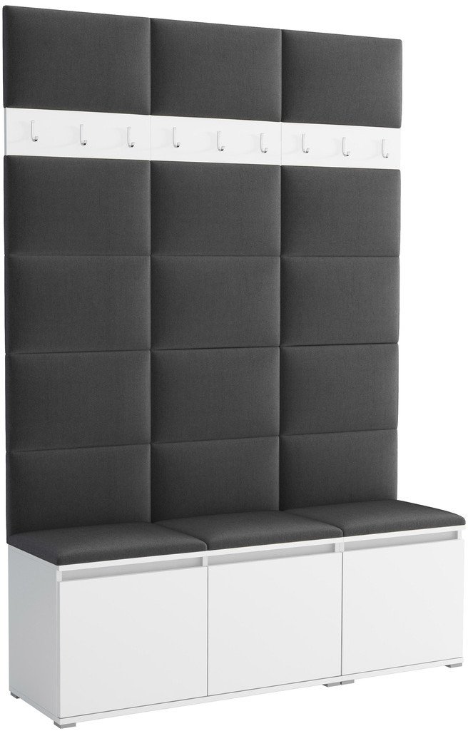 Tapicerowana garderoba Noris III - kolor biały + tkanina Trinity 15