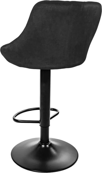 Elior Czarny hoker tapicerowany z welurowym siedziskiem - Amadeo 4X