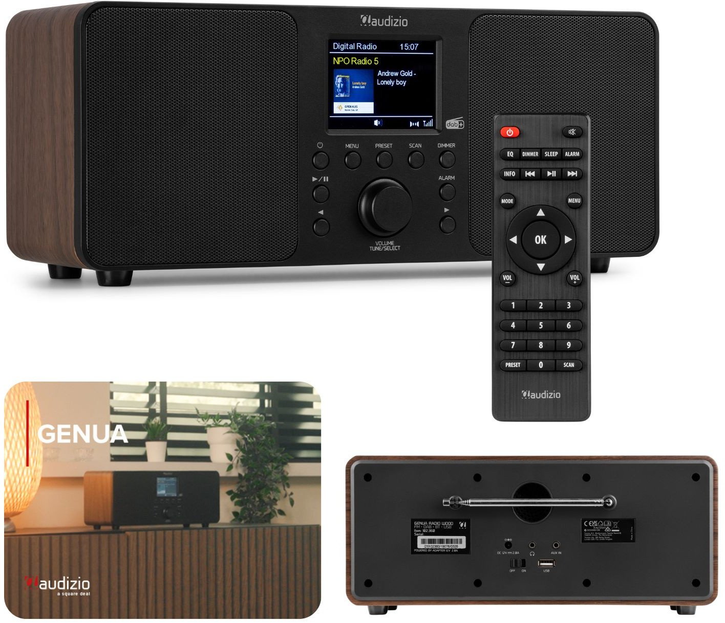 Radio cyfrowe Genua DAB+ FM stereo Audizio brązowe one size