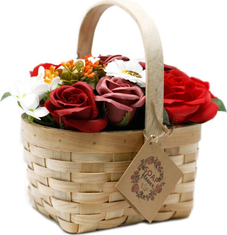 Bispol Duży Czerwony Bukiet Mydlany w Wiklinowym Koszu