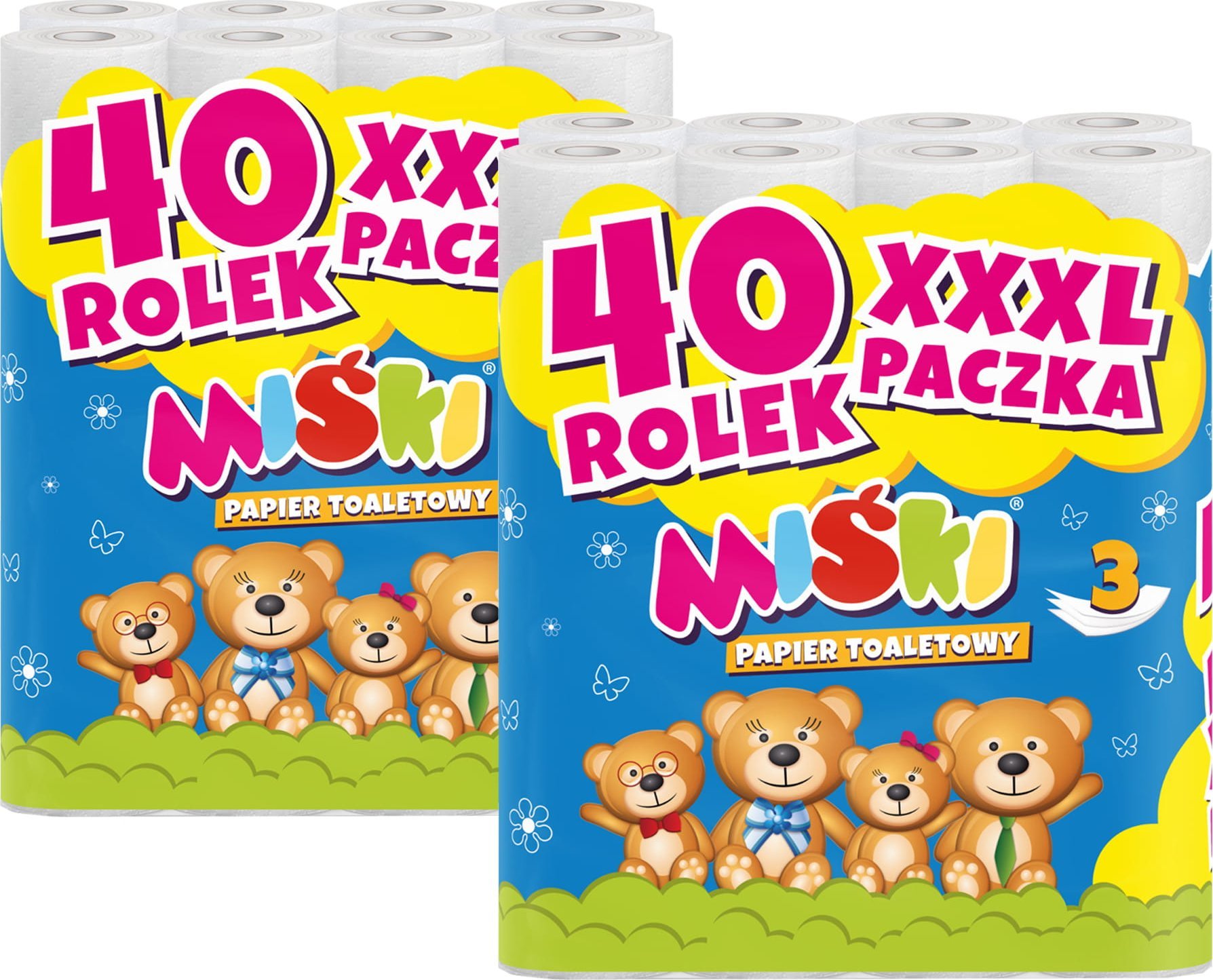 Miśki Papier toaletowy 40R MIŚKI 3W - 80 Rolek