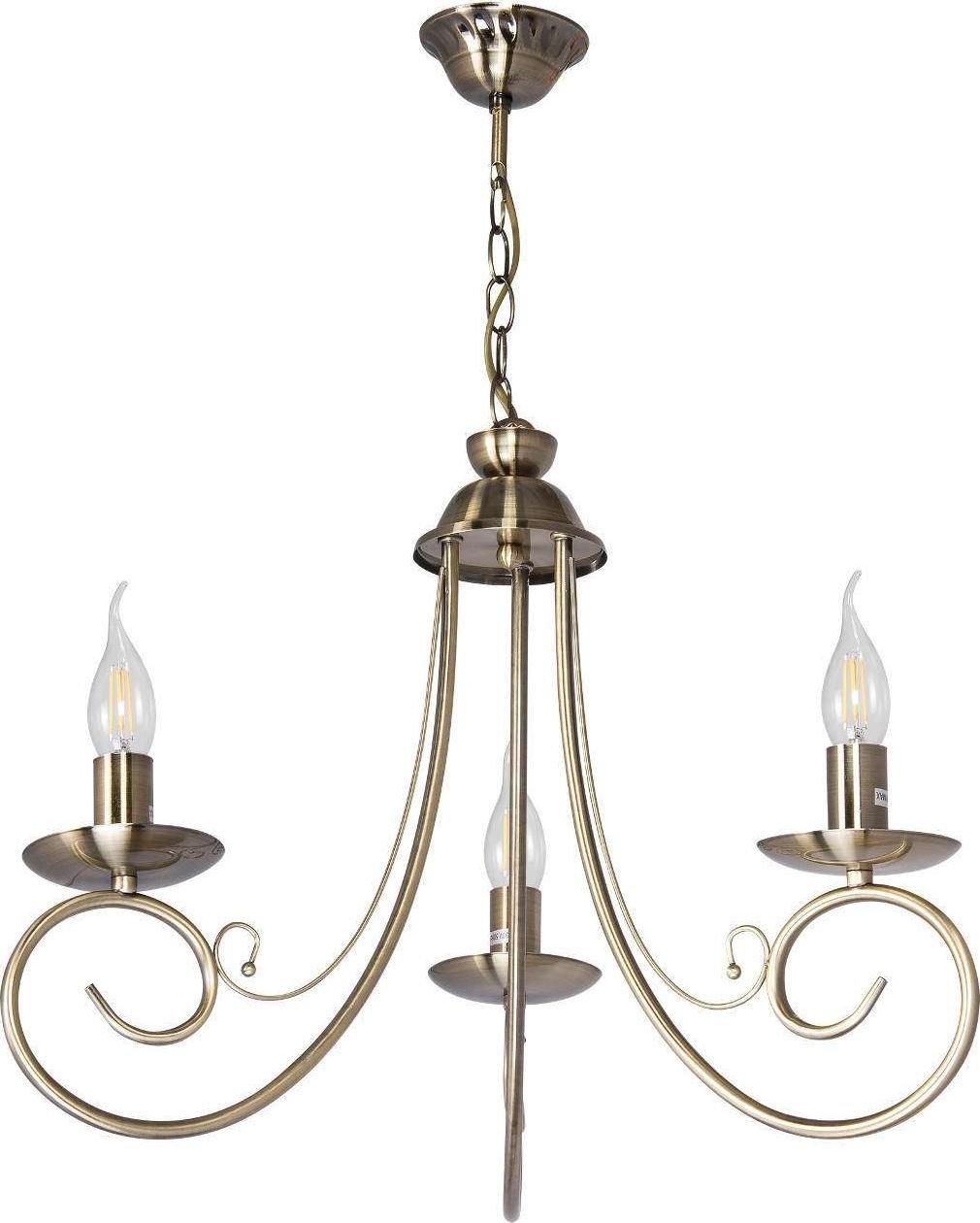 Lampa wisząca VEN Żyrandol LAMPA wisząca VEN W-N 1541/3 PN metalowa OPRAWA klasyczny zwis świecznikowy maria teresa patyna