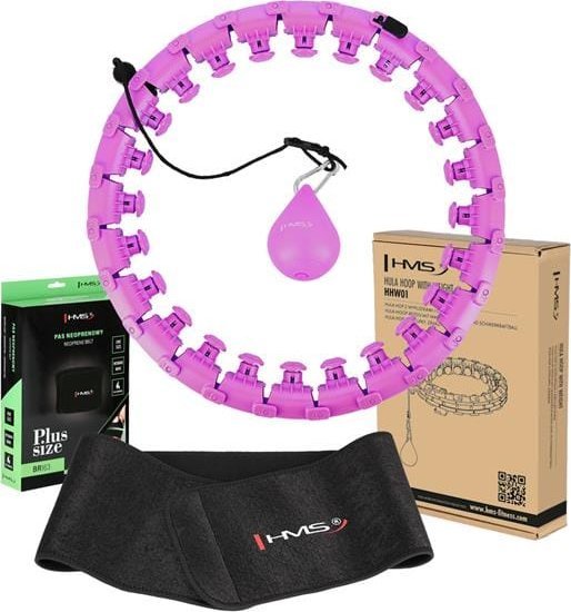 HMS ZESTAW HULA HOP HHW12 VIOLET Z WYPUSTKAMI I OBCIĄŻNIKIEM HMS + PAS BR163 BLACK PLUS SIZE