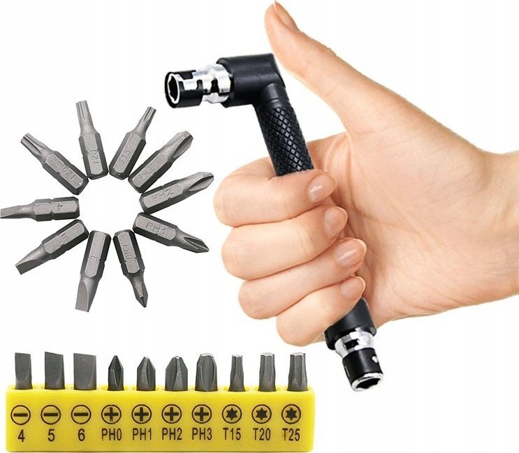 Rosfix WKRĘTAK KĄTOWY UCHWYT 1/4 + ZESTAW 10 BITÓW