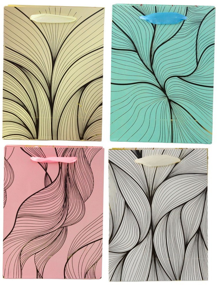 Lean Torba Prezentowa Falisty Złoty Wzór Mix Kolor 23 x 18 x 10 cm