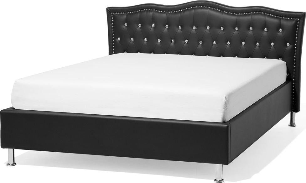 Beliani Łóżko ekoskóra 140 x 200 cm czarne METZ