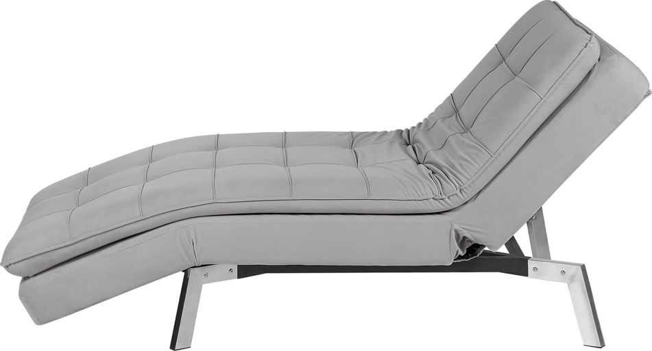 Beliani Szezlong welurowy rozkładany jasnoszary LOIRET