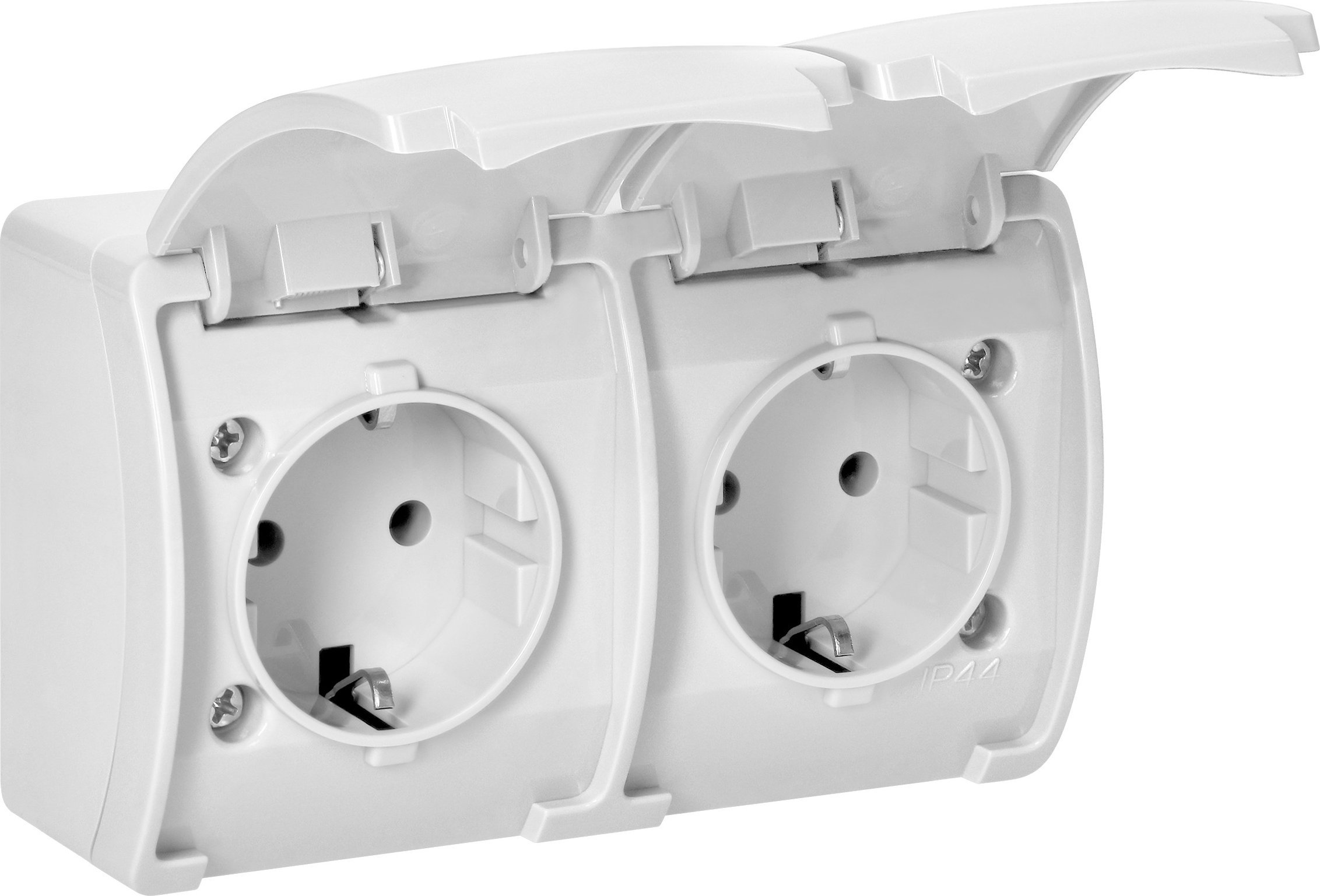 Orno Gniazdo podwójne 2x2P+Z Schuko AQUATIC, IP44, biały