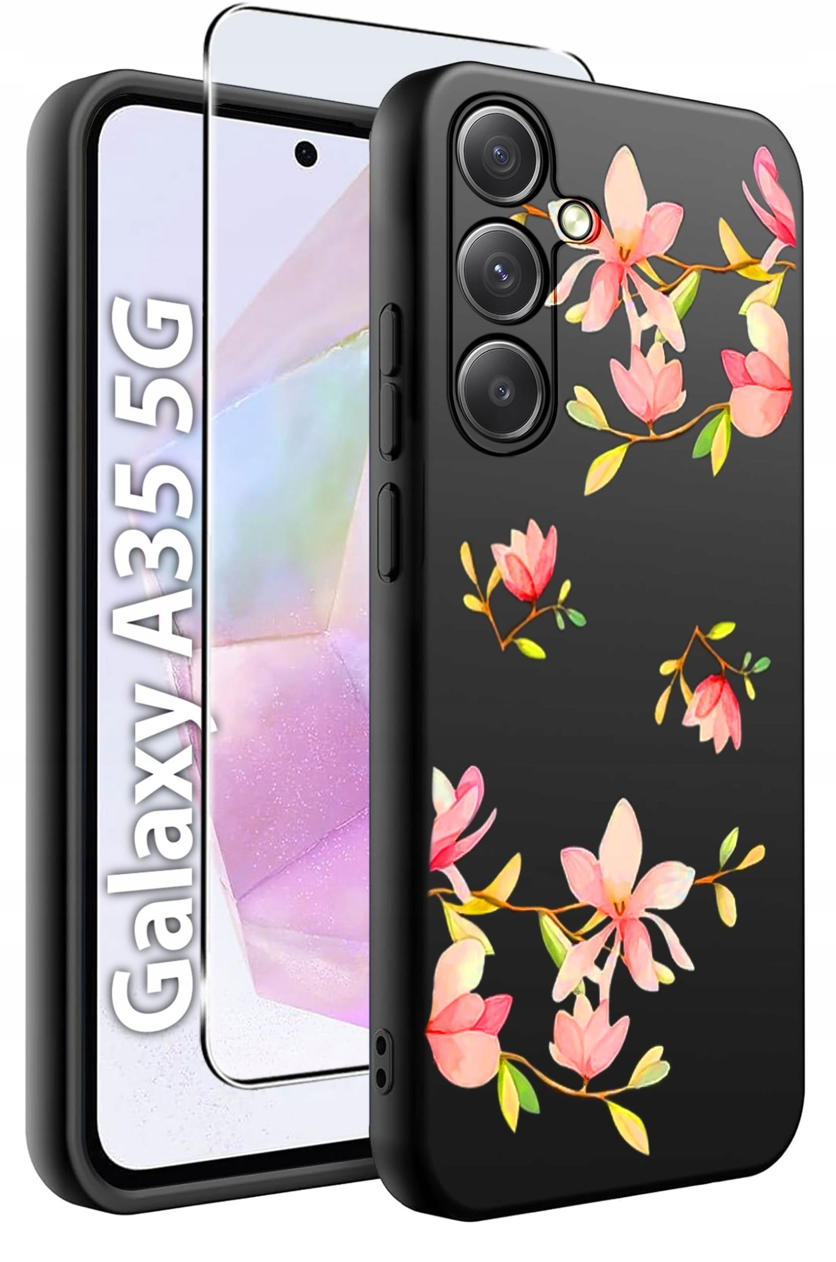 ETUI do Samsung A35 5G WZORY | SILIKONOWE MATT CASE + SZKŁO HARTOWANE 9H