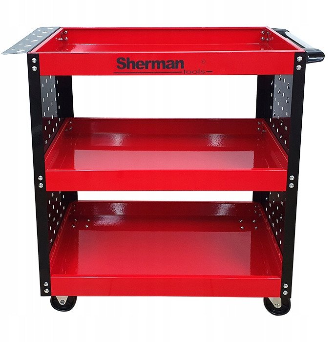 Wózek trzypółkowy warsztatowy narzędziowy 3PA cz ze ściankami Sherman