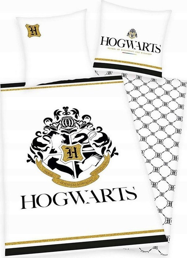 Herding Harry Potter Hogwarts Sengetøj med guldprint - 100 procent bomuld