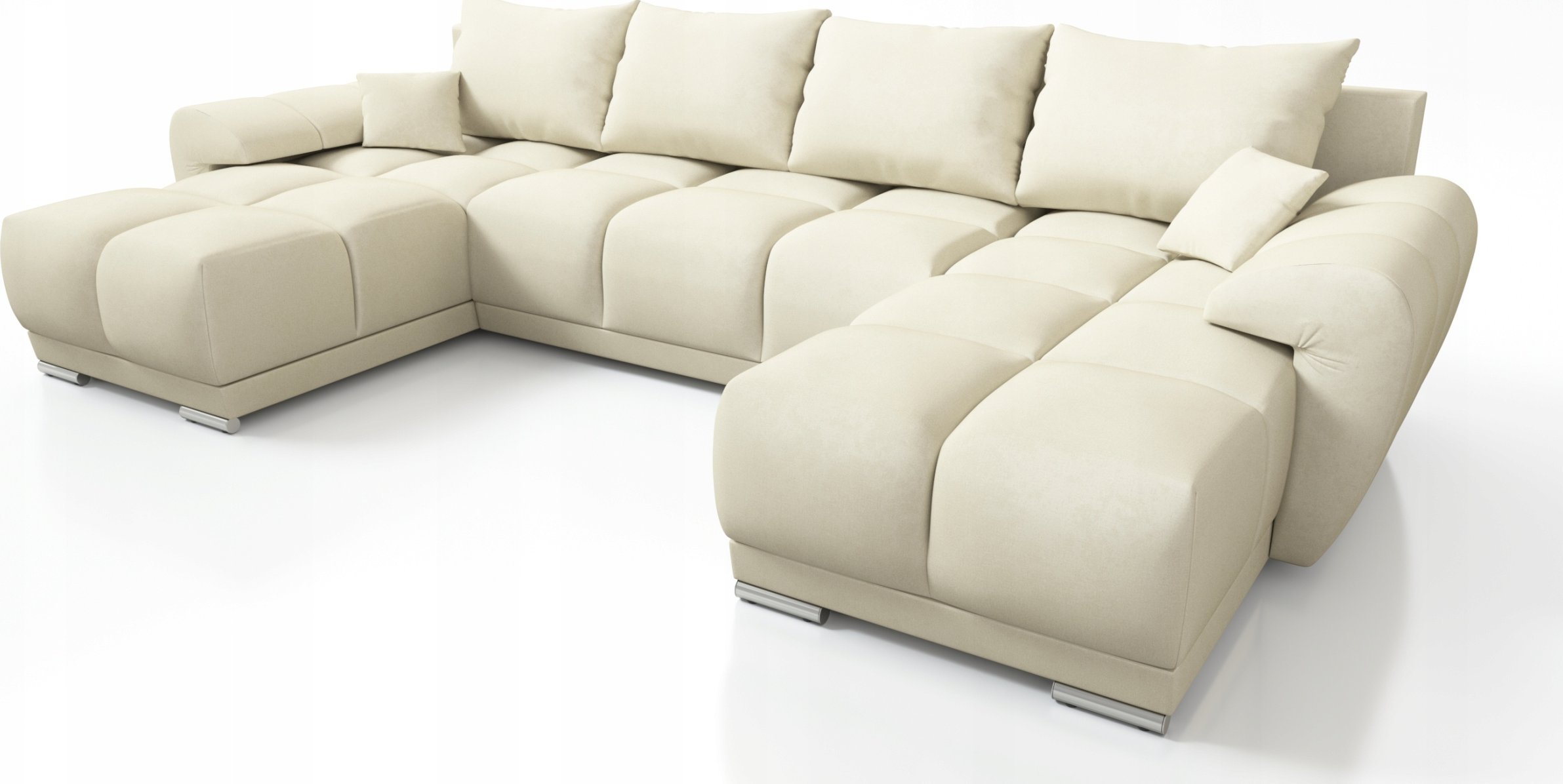 BEŻOWY DUŻY PIKOWANY NAROŻNIK ROZKŁADANY ROGÓWKA DO SALONU HONEY U MO-04