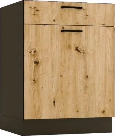 Stolkar Szafka kuchenna stojąca ANIKA D60S/1 P/L grafitowa/dąb artisan STOLKAR