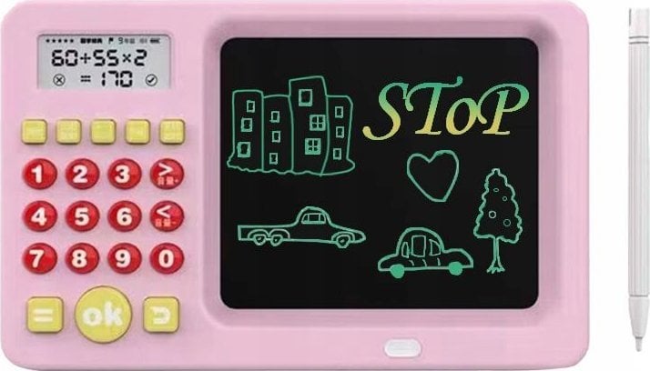 Tablet Rysunkowy Tablica LCD 5,2'' Kolorowa Deska Kreślarska + Kalkulator / Różowy