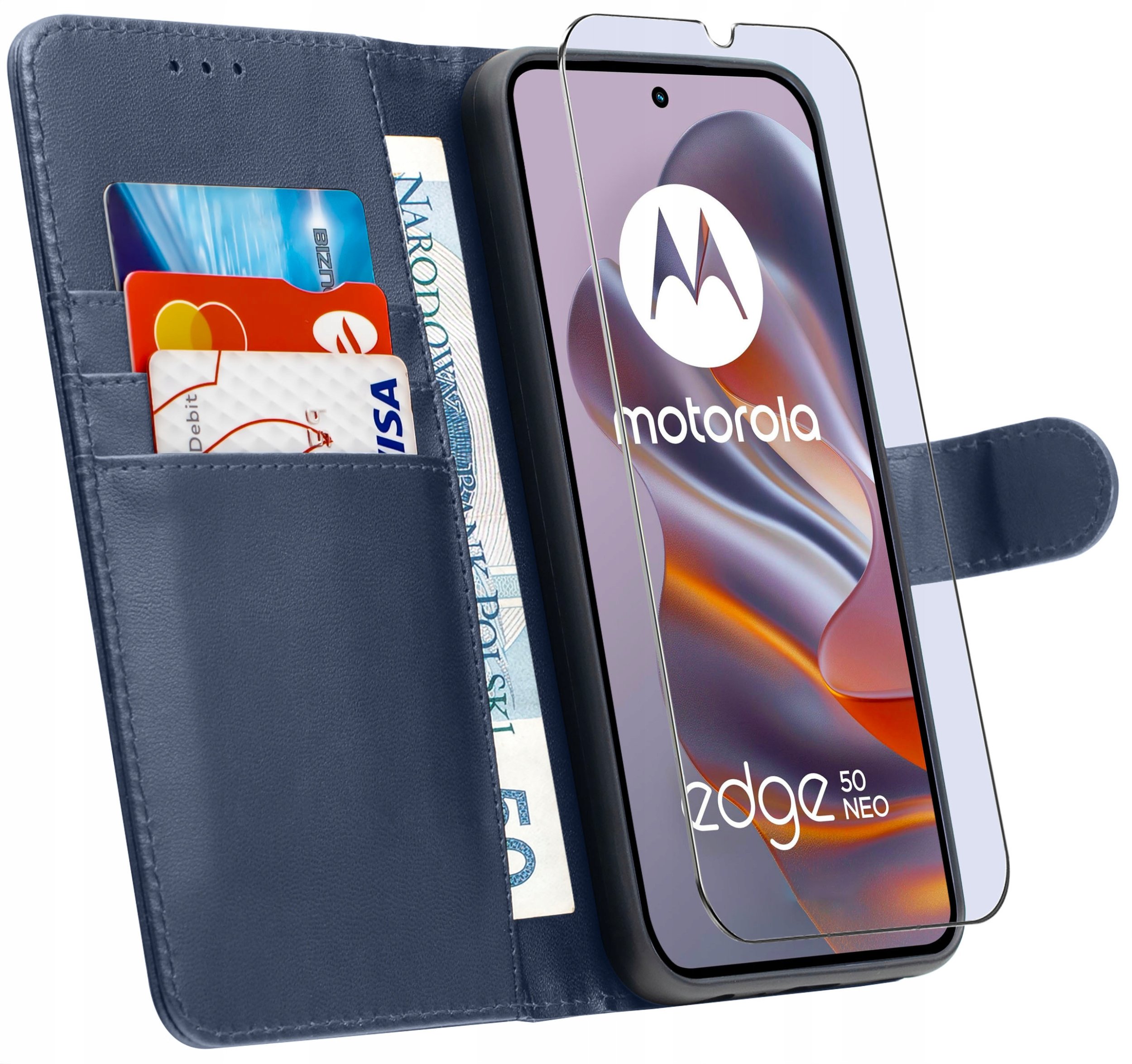 ETUI do Motorola EDGE 50 Neo |SKÓRZANE PORTFEL BOOK TOKRA CLASSIC +SZKŁO