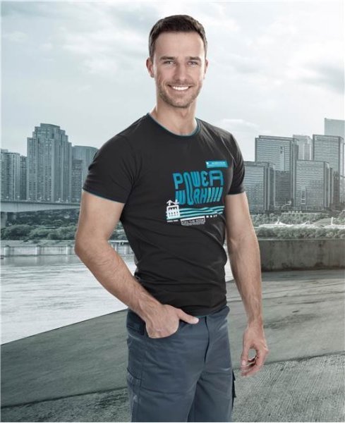 Ardon T-SHIRT POWERWORK - stylowy nadruk, 95% bawełna, 5% elastan 180 g/m2 - biały H9329 M