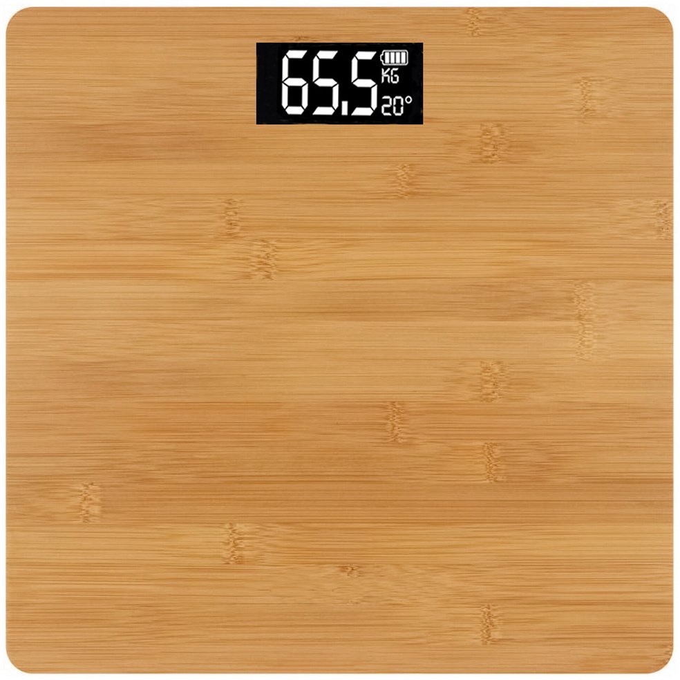 Waga łazienkowa elektroniczna bambusowa cyfrowa lcd temperatura 180kg