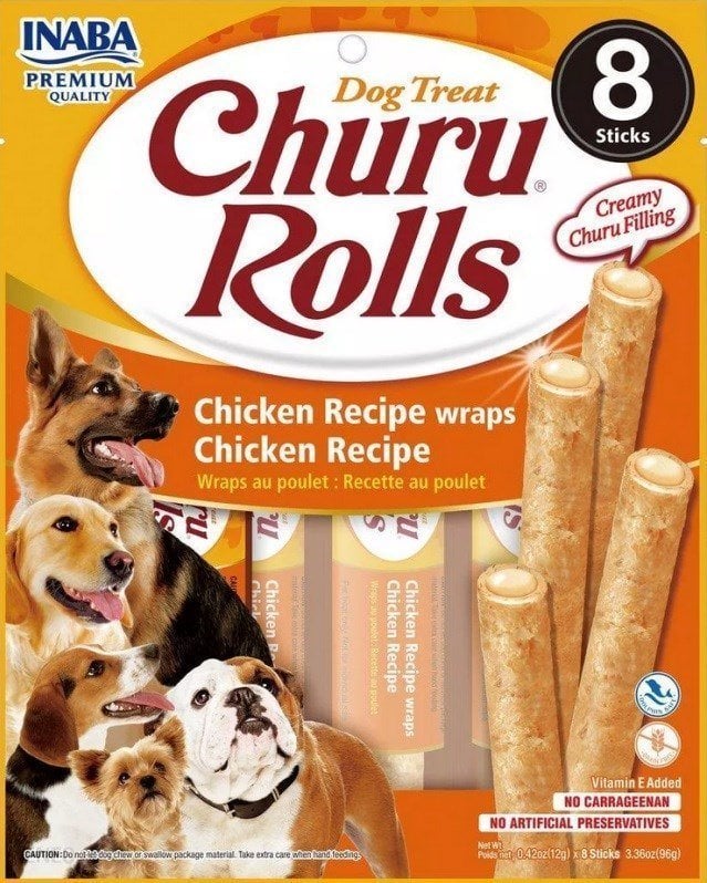 Inaba Foods Przysmak Inaba CHURU ROLLS Kurczak wrapy dla psa 8x12g