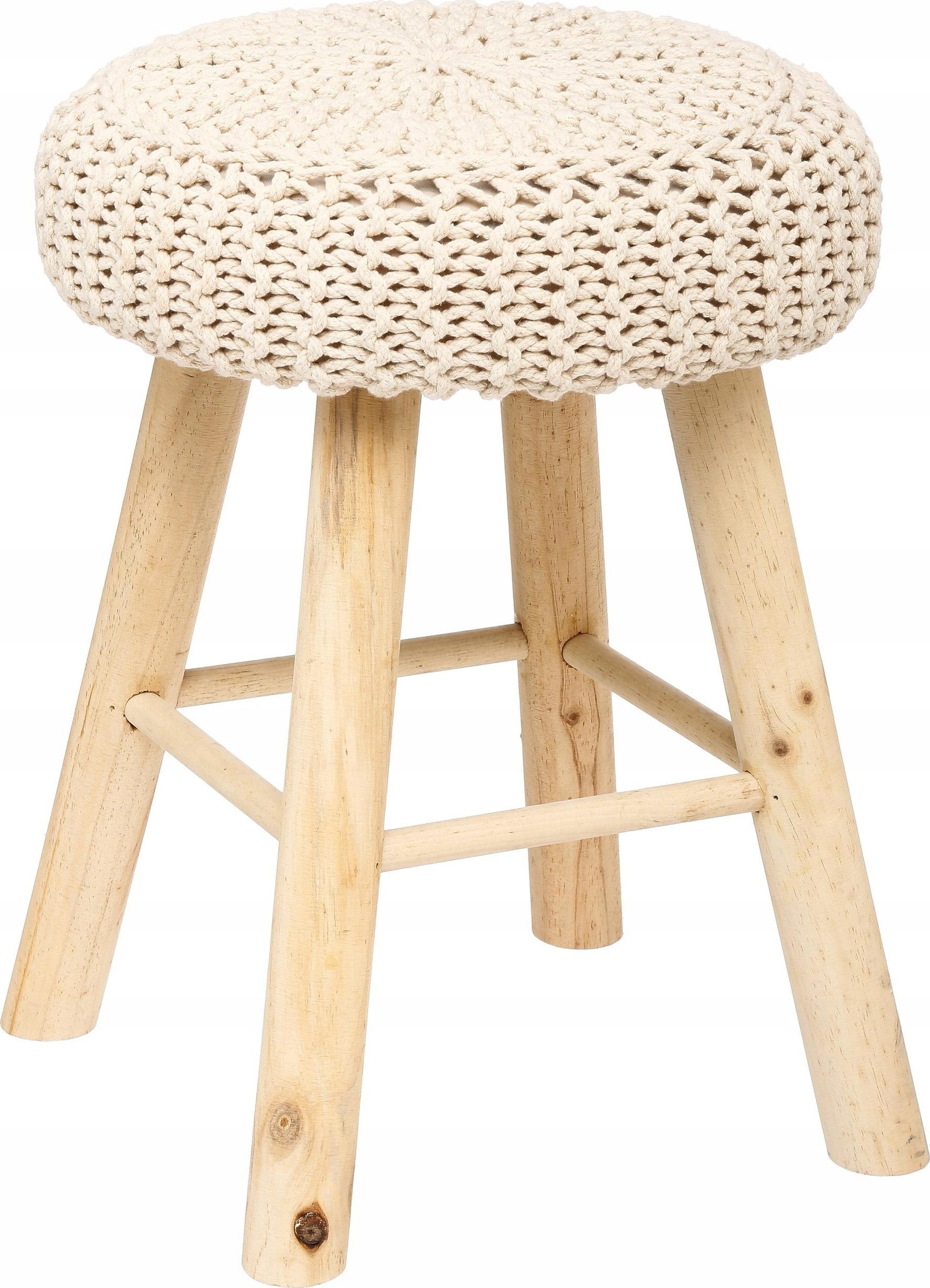 Atmosphera Taboret tapicerowany w stylu retro, kremowy, 43 x 32 cm