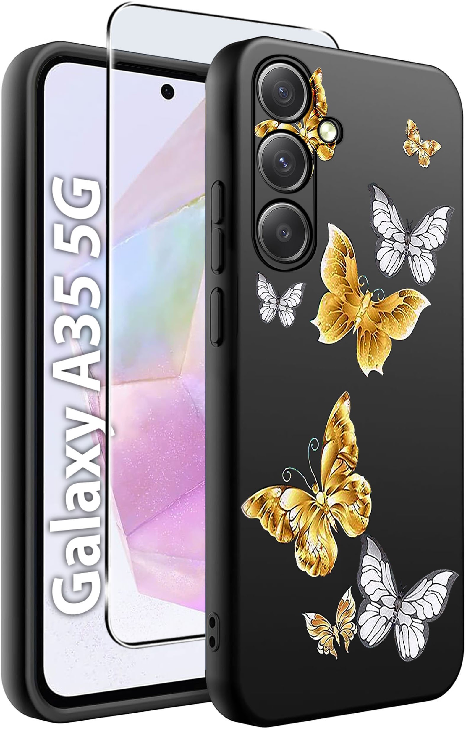 ETUI do Samsung A35 5G WZORY | SILIKONOWE MATT CASE + SZKŁO HARTOWANE 9H