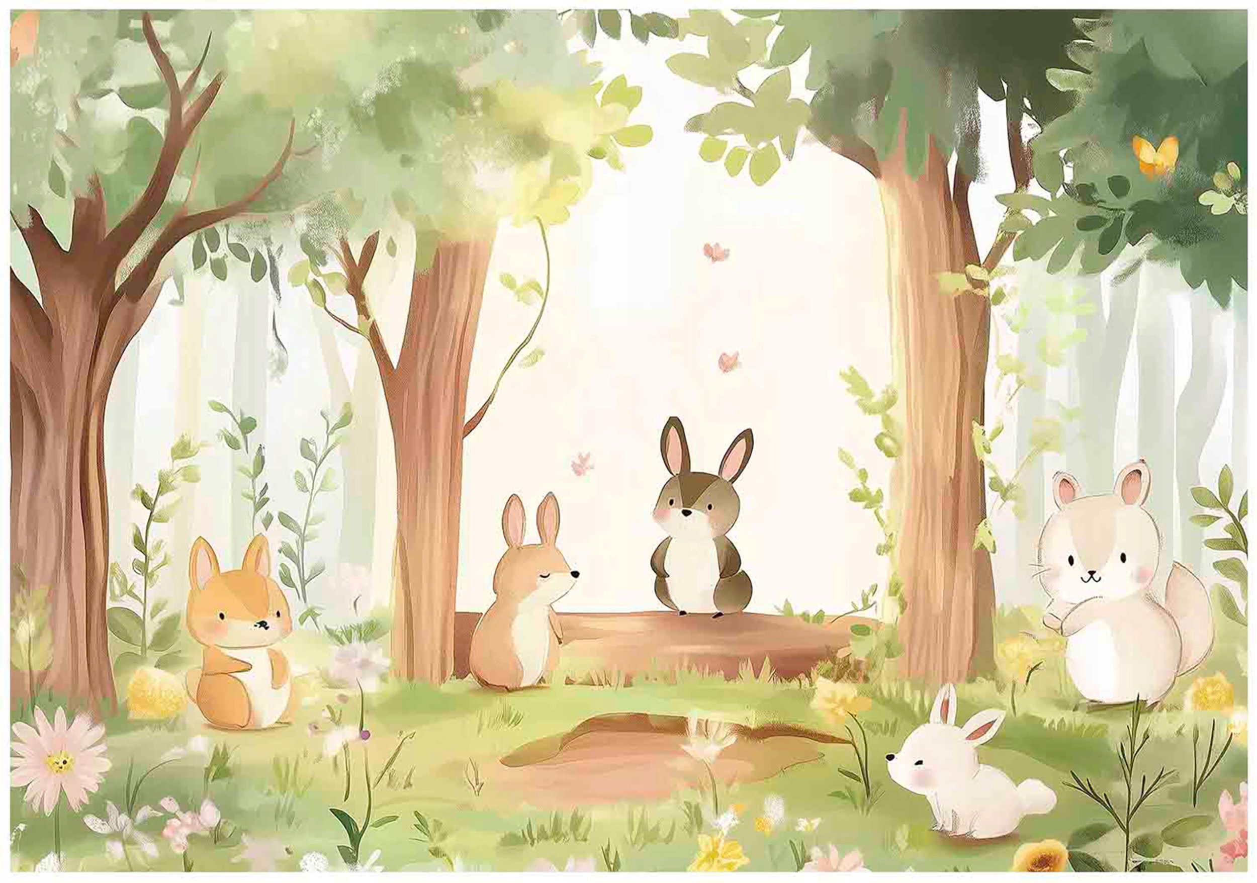 Fototapeta Dla Dzieci Zwierzęta Las Drzewa Tapeta Do Pokoju Dziecka 250X175