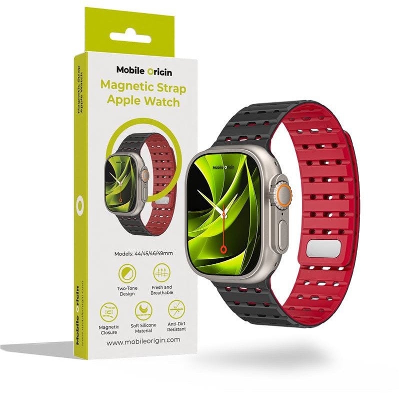Mobile Origin Magnetic Strap, black/red - AW Ultra 2/1(49mm)9/8/7(45mm)/6/SE/5/4(44mm)/3/2/1(42mm)
