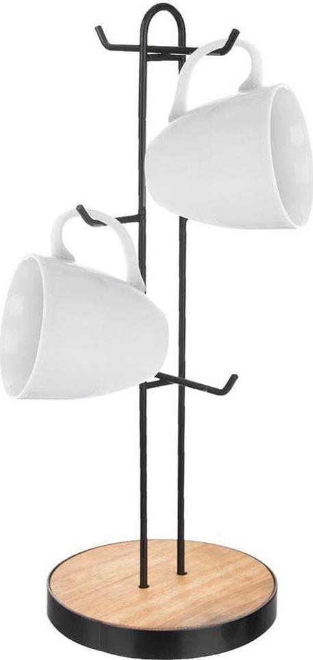 Orion Stojak na kubki filiżanki metalowy wieszak kuchenny na 6 kubków czarny 15,5x40 cm RADKA