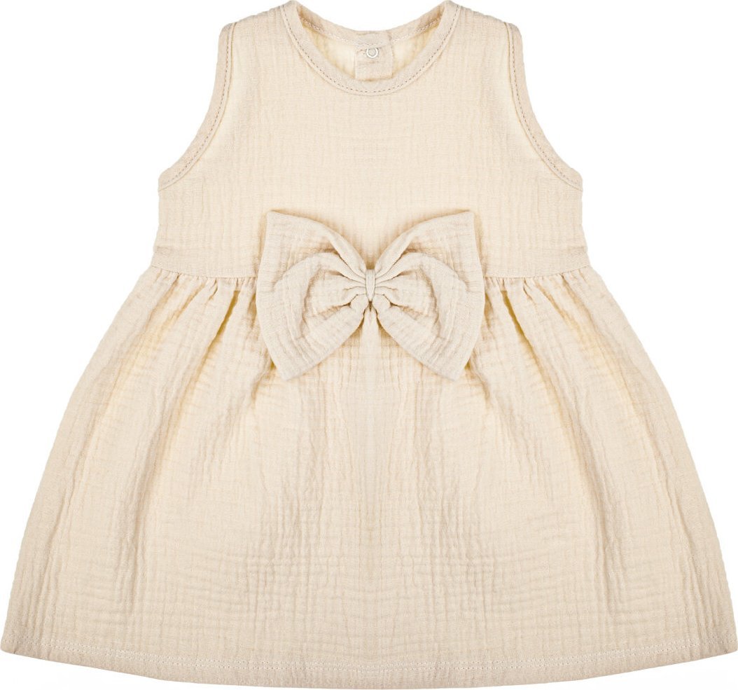 NICOL Sukienka na ramiączkach dla dziewczynki bawełniana muślin beżowa Nicol 80