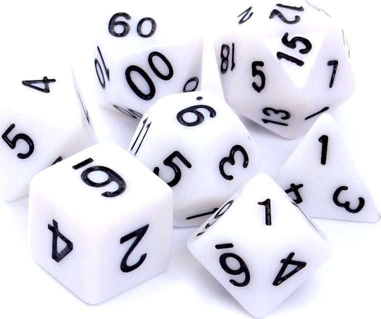 Rebel Komplet kości RPG matowe białe (106191)