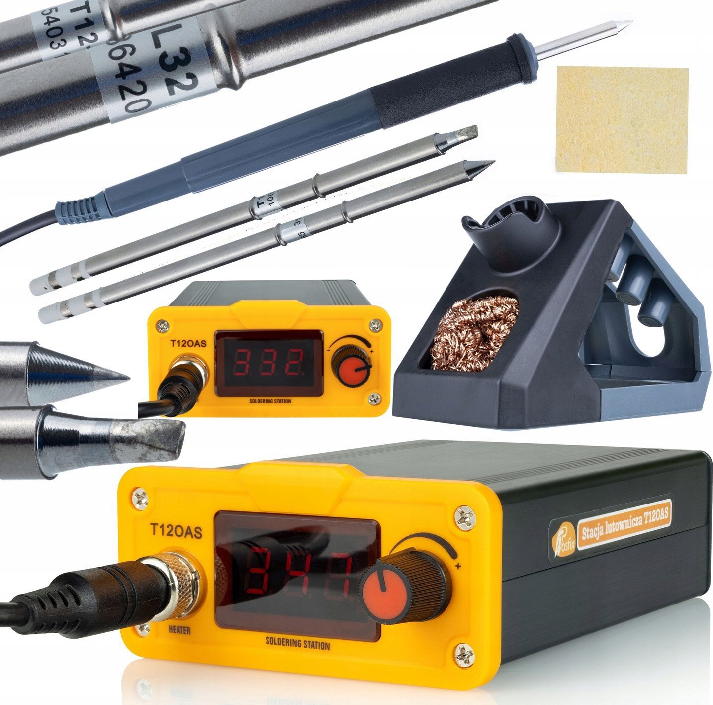 Rosfix Rosfix Stacja lutownicza na groty T12 Rosfix Orange Akbash Standard T12OAS + Grot lutowniczy z wbudowaną grzałka T12-B + T12-D32