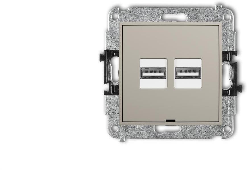 MINI Mechanizm ładowarki USB podwójnej 2xUSB A, 15,5W max., 5V, 3.1A, bez pola opisowego taupe 60MCUSBBO-6