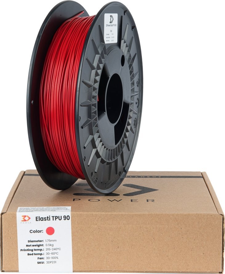 3DPower Filament 3DPower Elasti TPU 90 1.75mm Czerwony 0.5kg