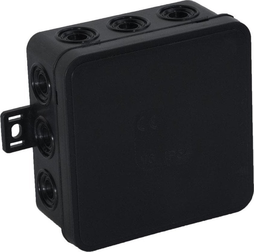 ViPlast Puszka natynkowa pusta 12 wlotów VIPLAST V6 klik CZARNA IP54 85x85x41mm 036-05