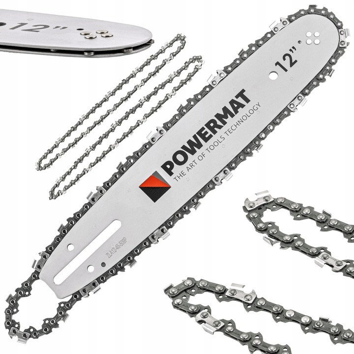 PROWADNICA DO PIŁY 30CM 12" + 2X ŁAŃCUCH 3/8" AKUMULATOROWEJ SPALINOWEJ