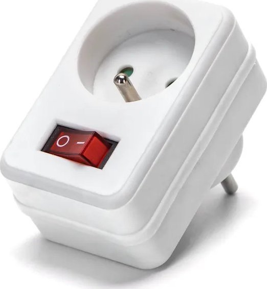 Aigostar Francuski adapter jednodrożny z wyłącznikiem 16A biały Francuski adapter jednodrożny z wyłącznikiem 16A biały